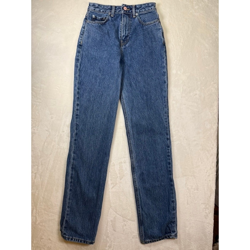 GANNI Swigy Jeans High Rise Straight Leg Rigid Organic Denim Wash 24x34 Tall